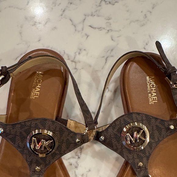 Michael Kors Dark Brown Logo Sandals - Picture 2 of 5